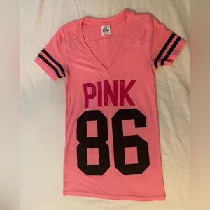 Victoria's Secret PINK Crew Neck Y2K Hot pink fitted tee